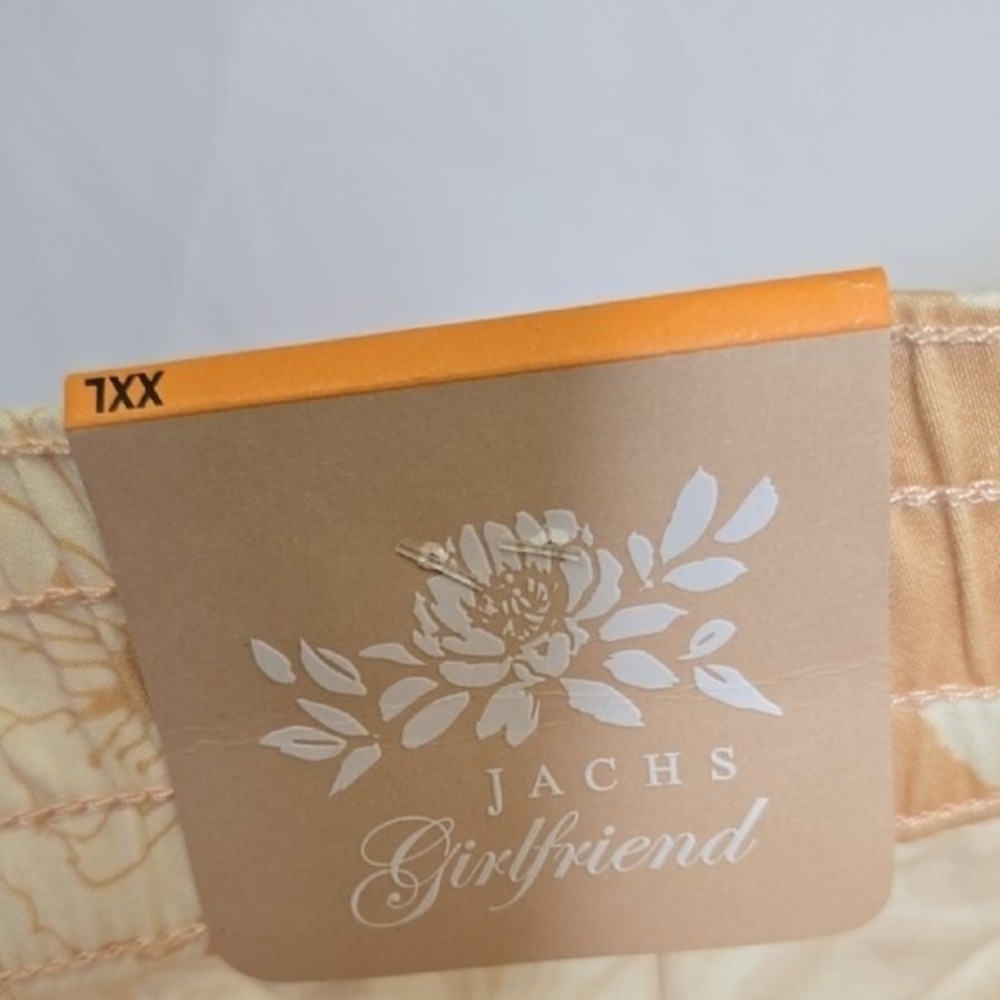Jachs Girlfriend Stretch Satin Floral Chino Shorts, Summer, Tan White, XXL, New - Picture 4 of 6